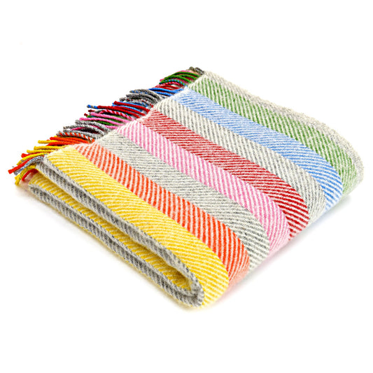 Rainbow Stripe Welsh Blanket by Tweedmill