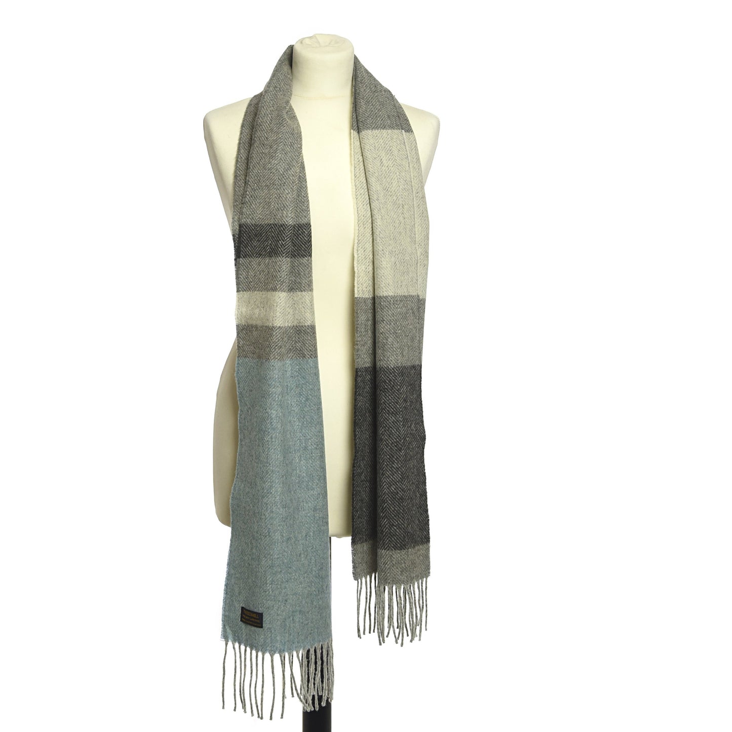 Blue Panel/Stripe Scarf by Tweedmill