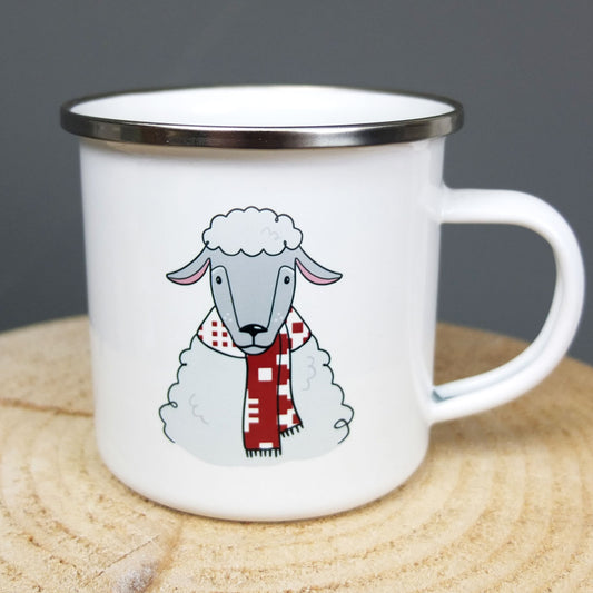 Enamel Sheep With Scarf Mug