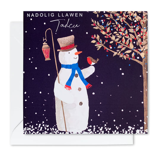 Nadolig Llawen Tadcu snowman card