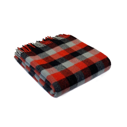 Red/Black Check Welsh Blanket by Tweedmill