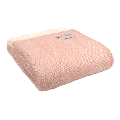 Dusky Pink Beehive Welsh Blanket by Tweedmill