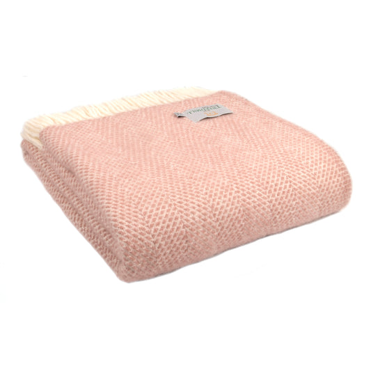Dusky Pink Beehive Welsh Blanket by Tweedmill