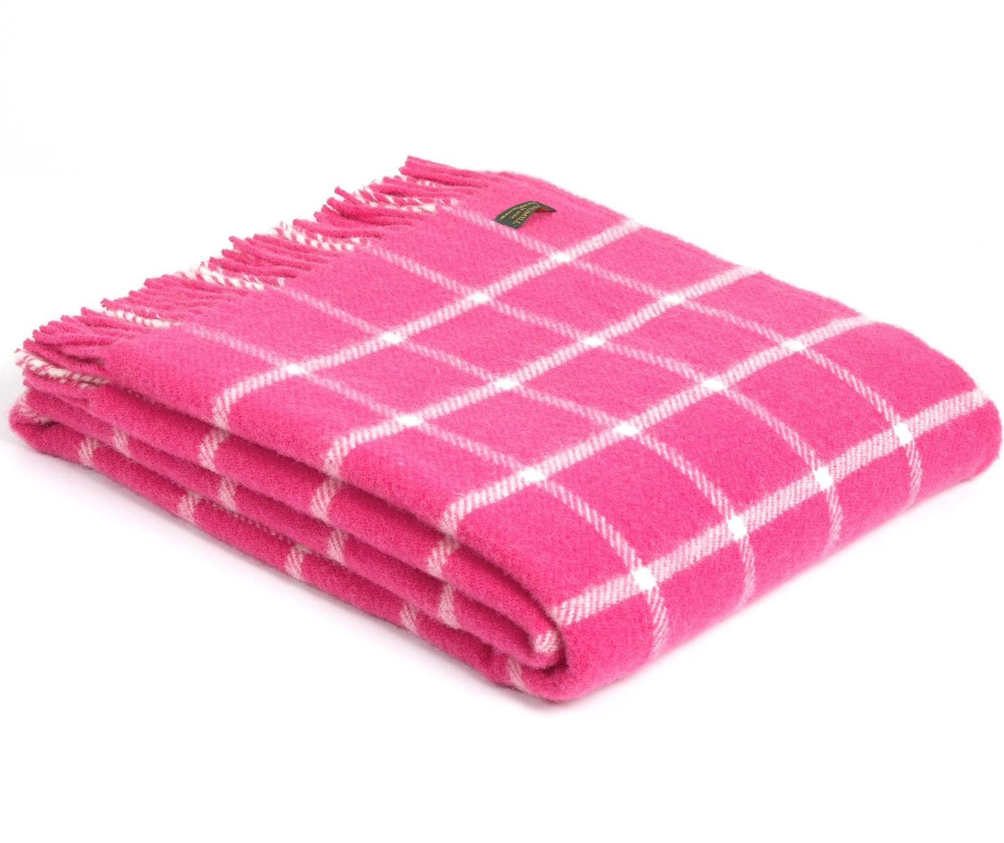 Pink Chequered Check Welsh Blanket by Tweedmill