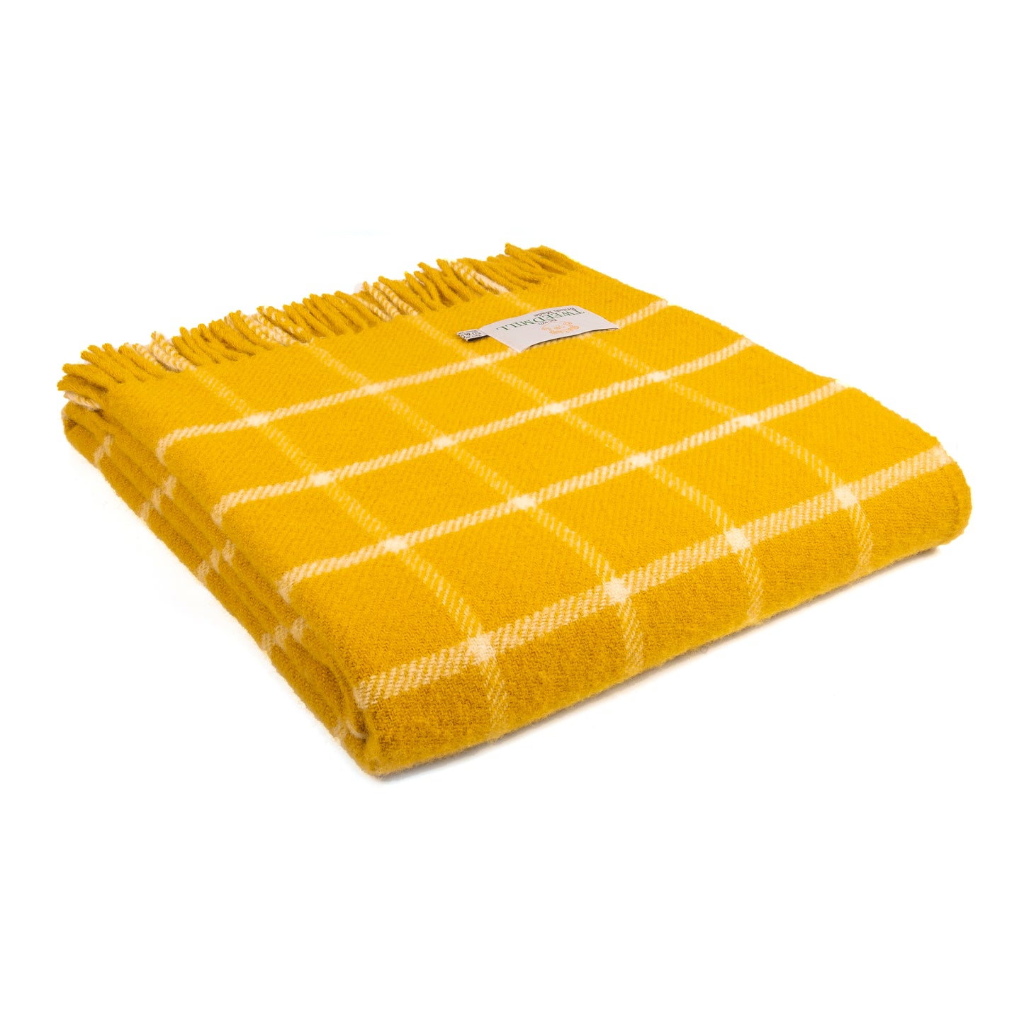 Yellow Chequered Welsh Blanket by Tweedmill