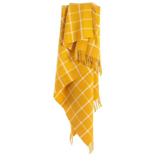 Yellow Chequered Welsh Blanket by Tweedmill