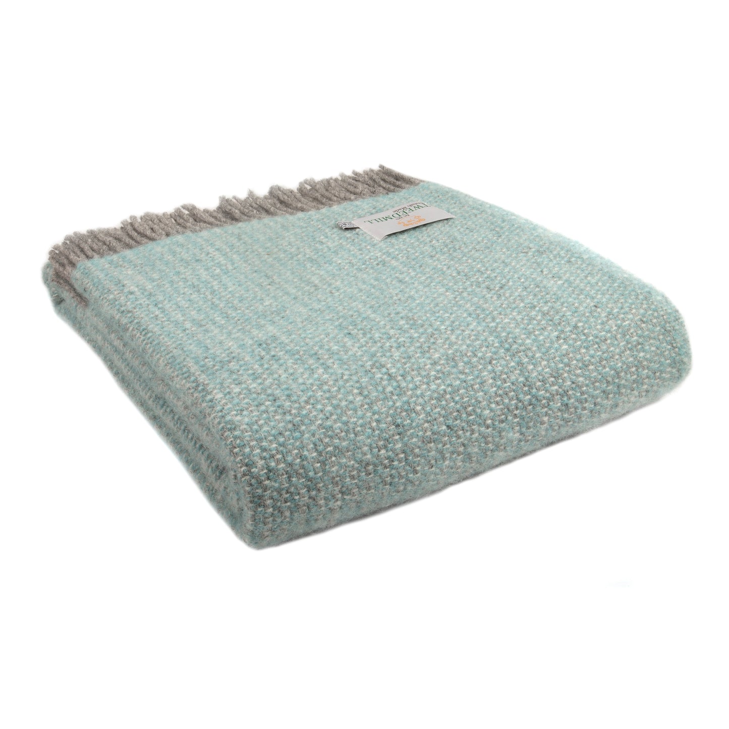 Mint/Grey Illusion Welsh Blanket by Tweedmill