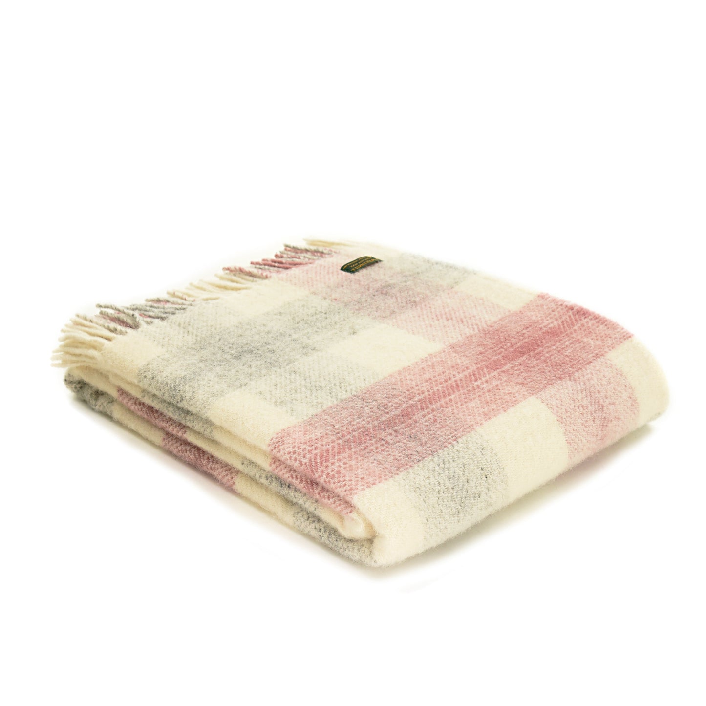 Pink and Grey Meadow Check Welsh Blanket by Tweedmill