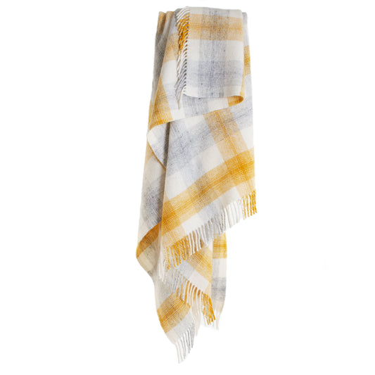 Yellow Meadow Check Welsh Blanket by Tweedmill