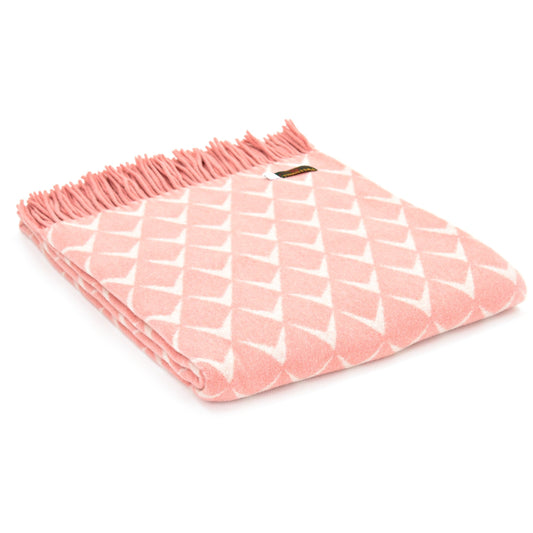 Merino Coastal Nefyn Pink Welsh Blanket by Tweedmill