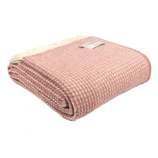 Dusky Pink Waffle Welsh Blanket by Tweedmill