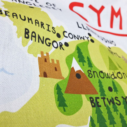 Wales Map Tea Towel