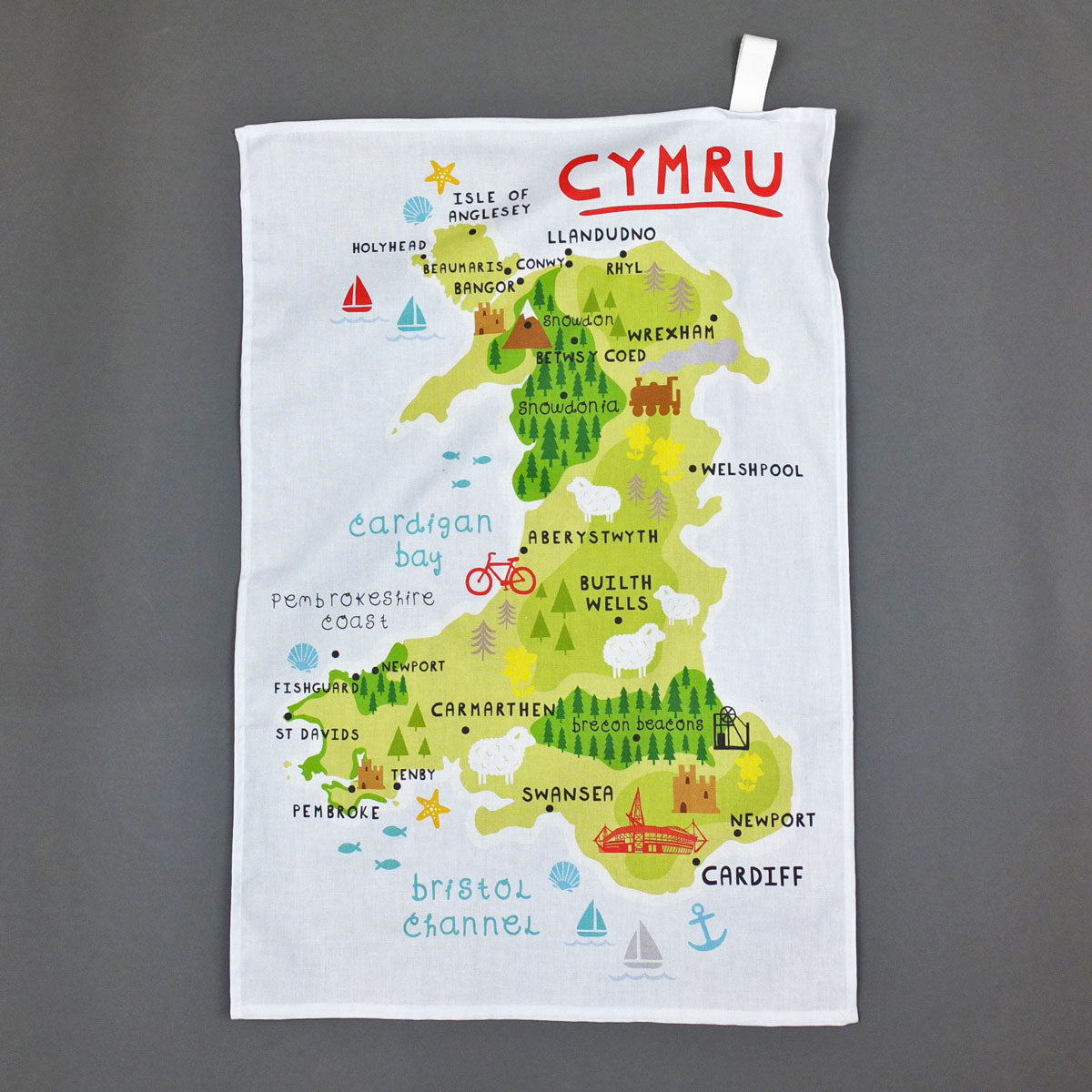 Wales Map Tea Towel