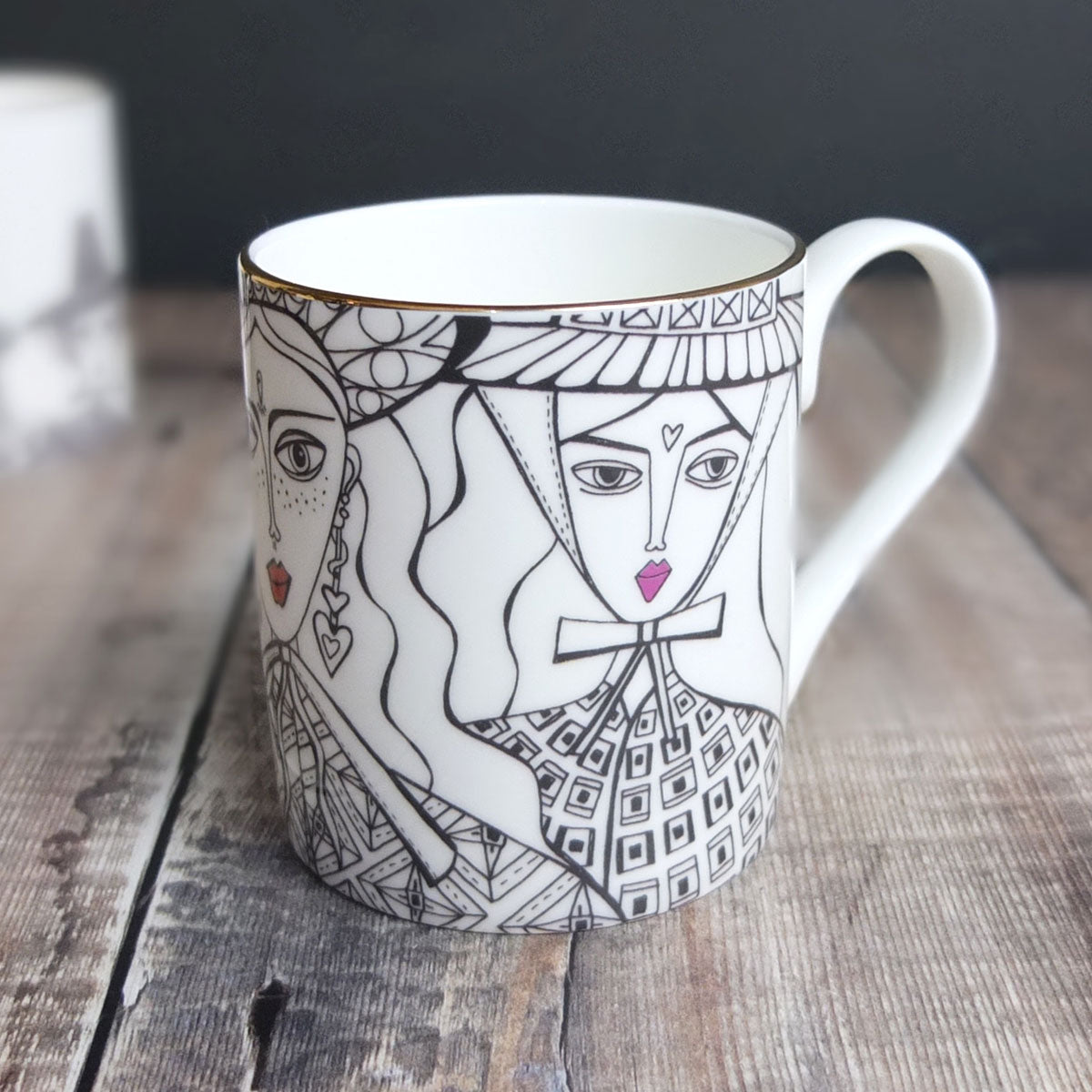 Welsh Ladies with Hearts Welsh Art Mug