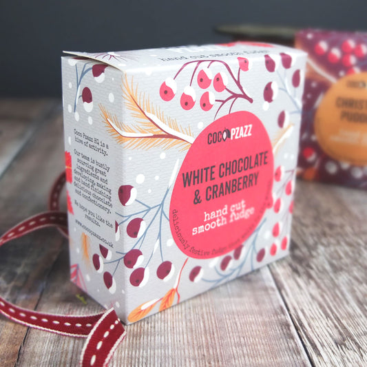 White Chocolate and Cranberry Christmas Fudge Box