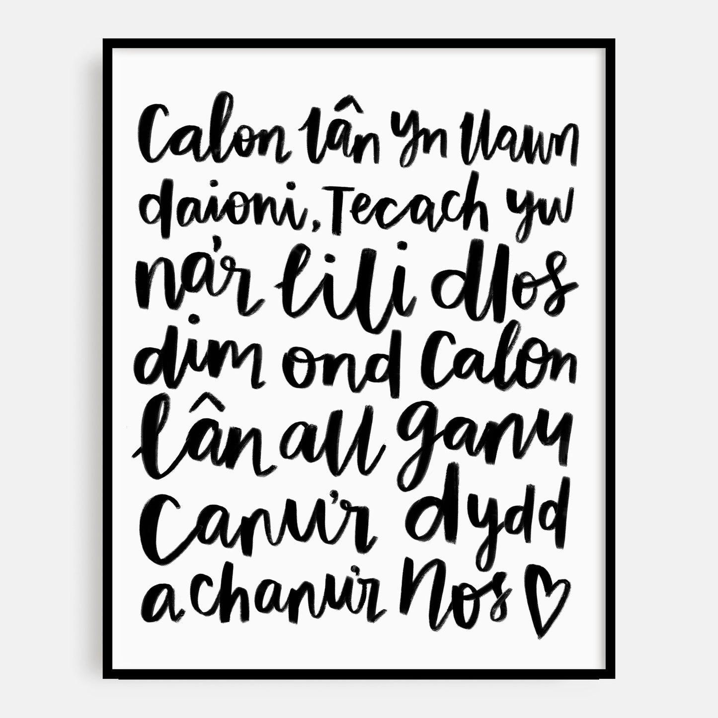 Calon Lan Lyrics Welsh Art Print 10 x 8