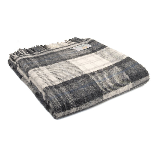 Grey Cottage Check Welsh Blanket by Tweedmill