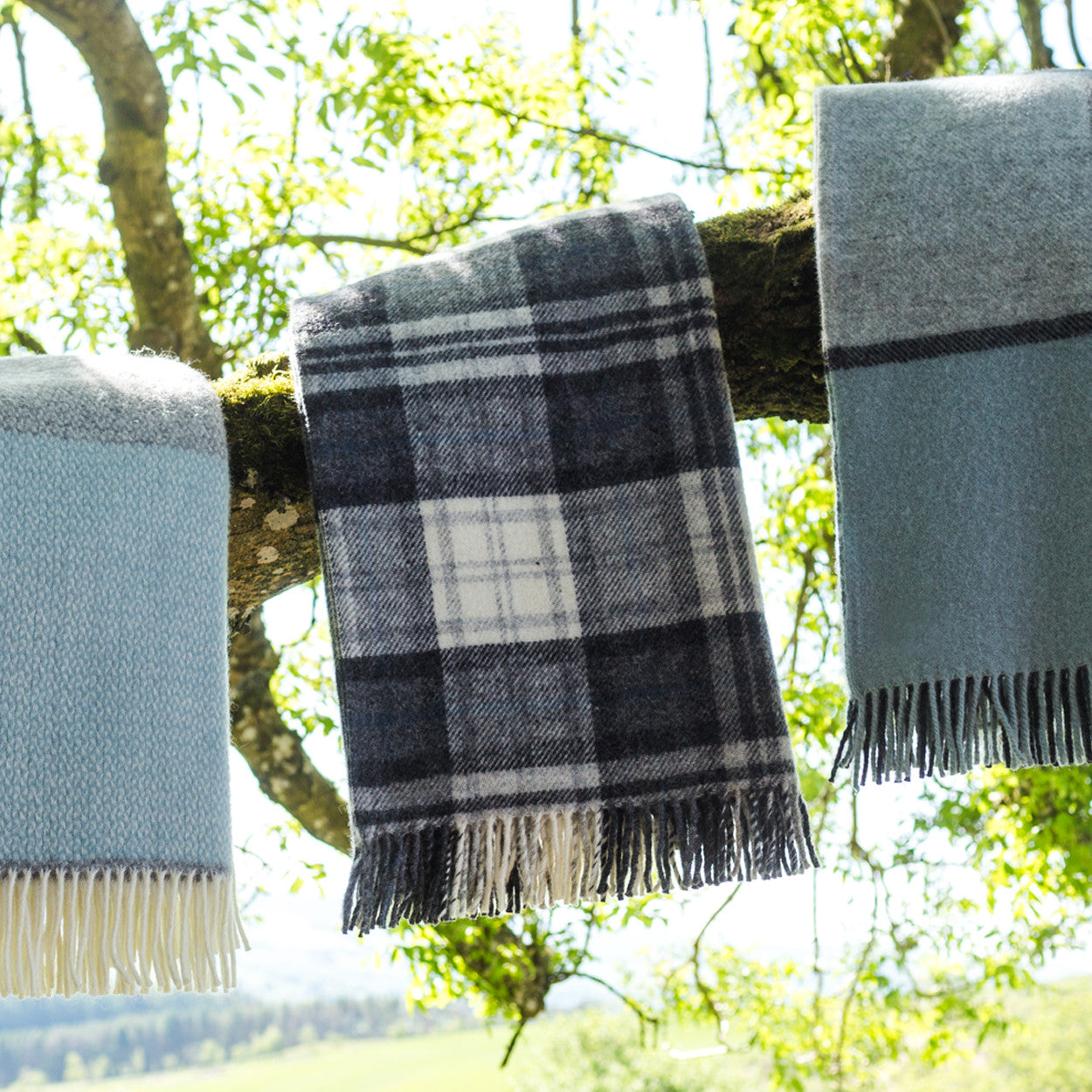 Grey Cottage Check Welsh Blanket by Tweedmill