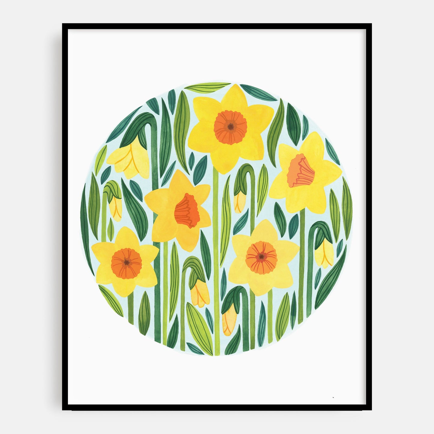 Daffodil Circle Welsh Art Print