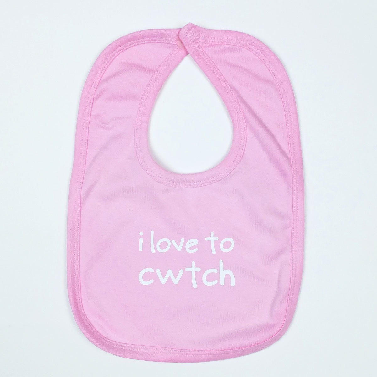 I Love to Cwtch Baby Bib in Pink