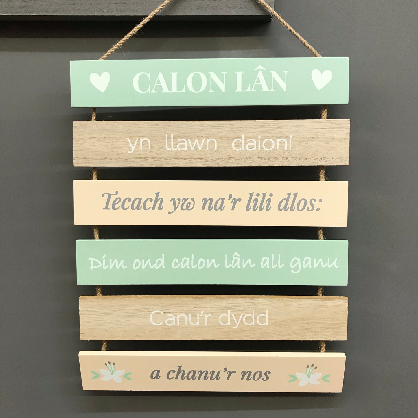 Slatted Calon Lan hanging Sign
