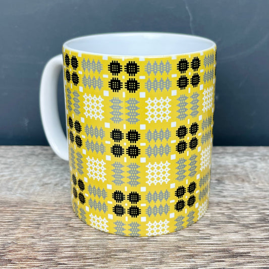 Mustard Welsh Tapestry Print Mug