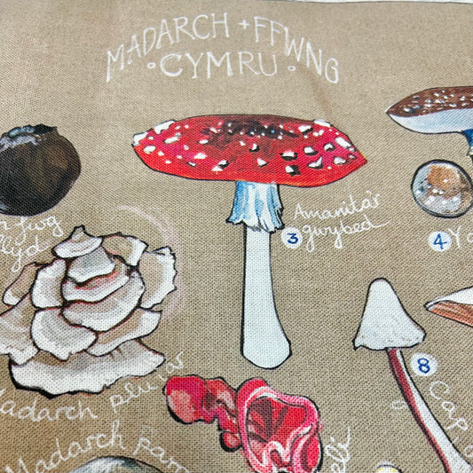 Welsh Mushrooms Tea towel