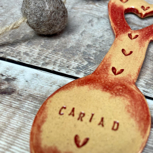 Handmade Welsh Ceramic Cariad Lovespoon