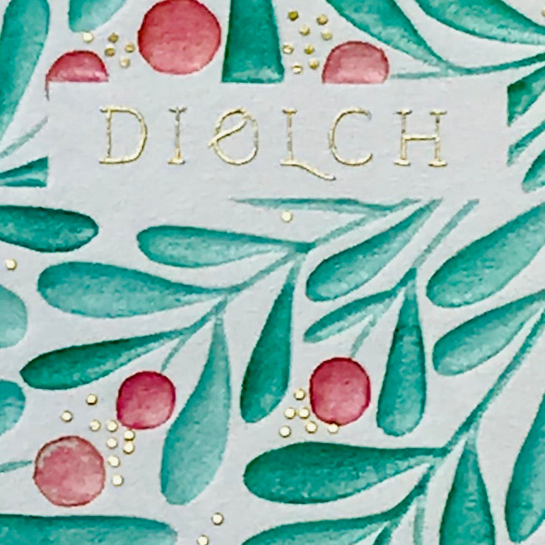 Embossed Diolch Foliage Card