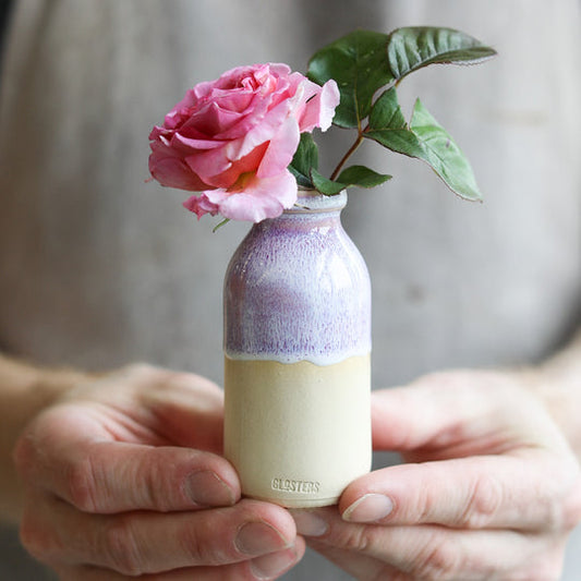 Glosters Handmade Heather Purple Milk Bottle Vase
