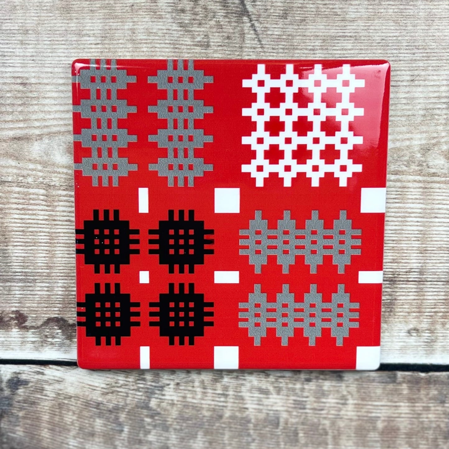 Ceramic Red Welsh Tapestry Print Coaster