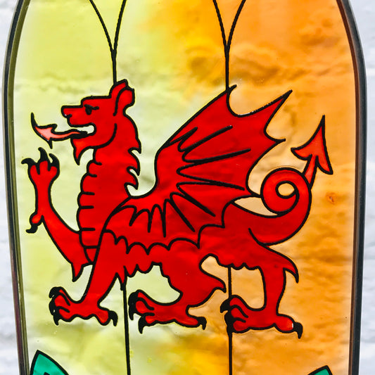 Stained Glass Dragon Hanging Panel