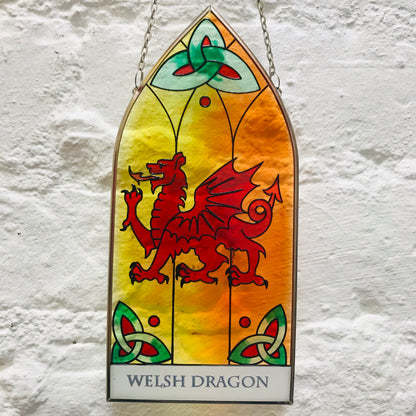 Stained Glass Dragon Hanging Panel