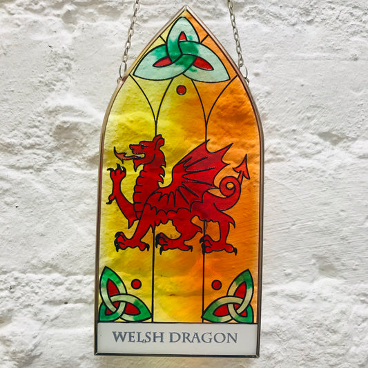 Stained Glass Dragon Hanging Panel