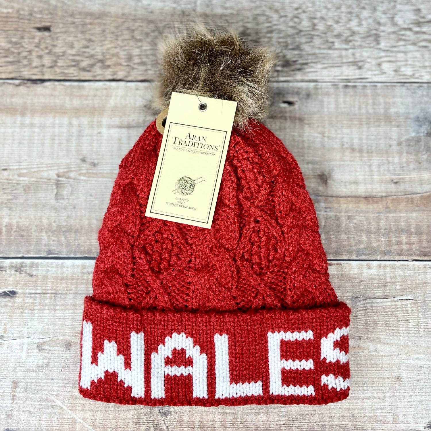 Aran Wool Wales Bobble Hat Little Welsh Company