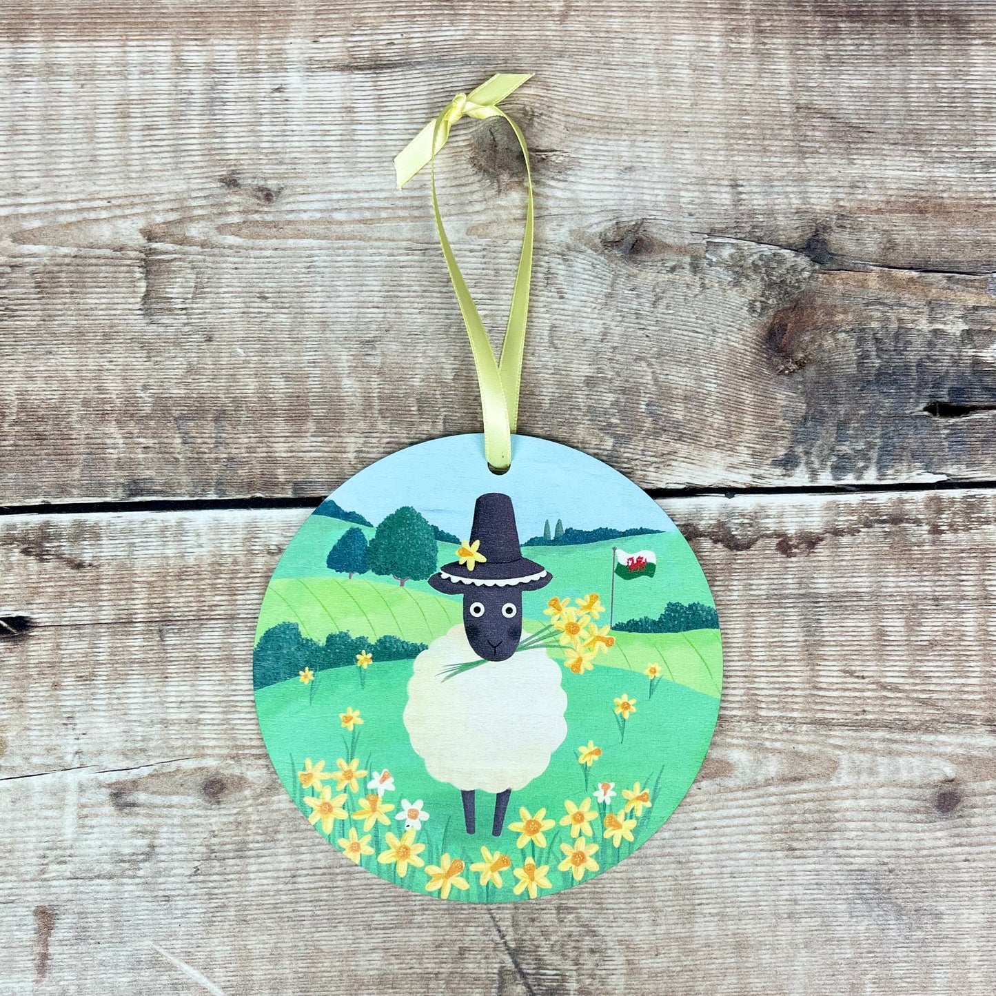 Wooden Sheep Daffodil Decoration