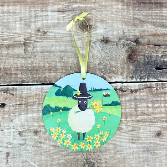 Wooden Sheep Daffodil Decoration
