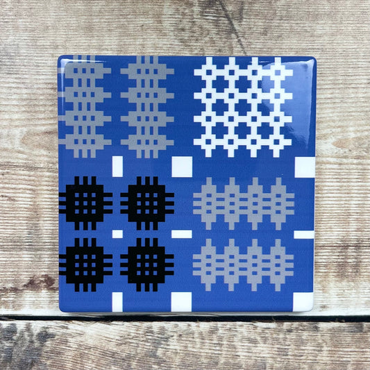 Ceramic Blue Welsh Tapestry Print Coaster