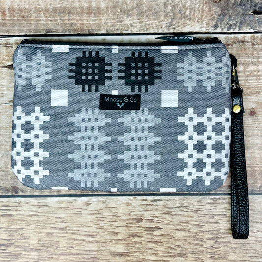 Grey Welsh Tapestry Print Clutch Bag