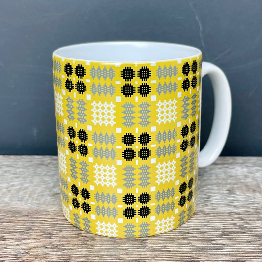 Mustard Welsh Tapestry Print Mug