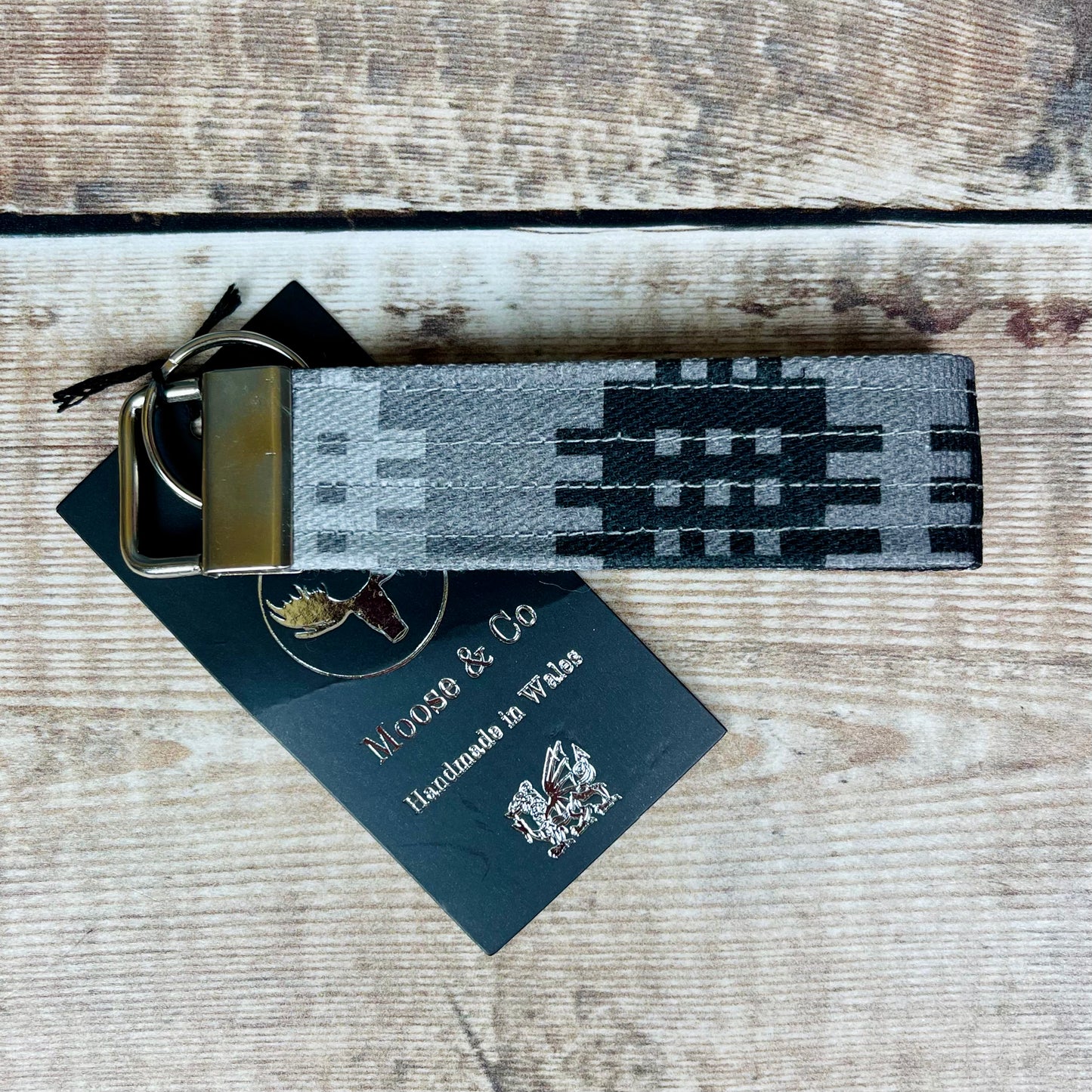 Handmade Grey Welsh Tapestry Keyring