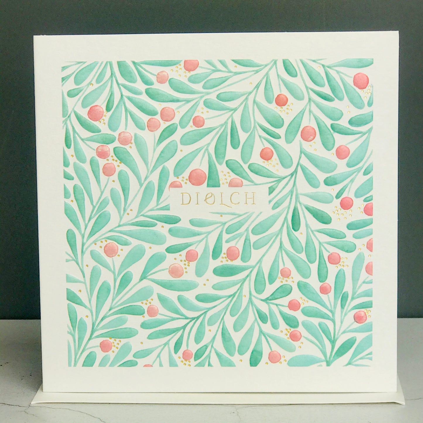 Embossed Diolch Foliage Card