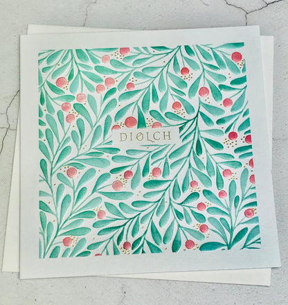 Embossed Diolch Foliage Card