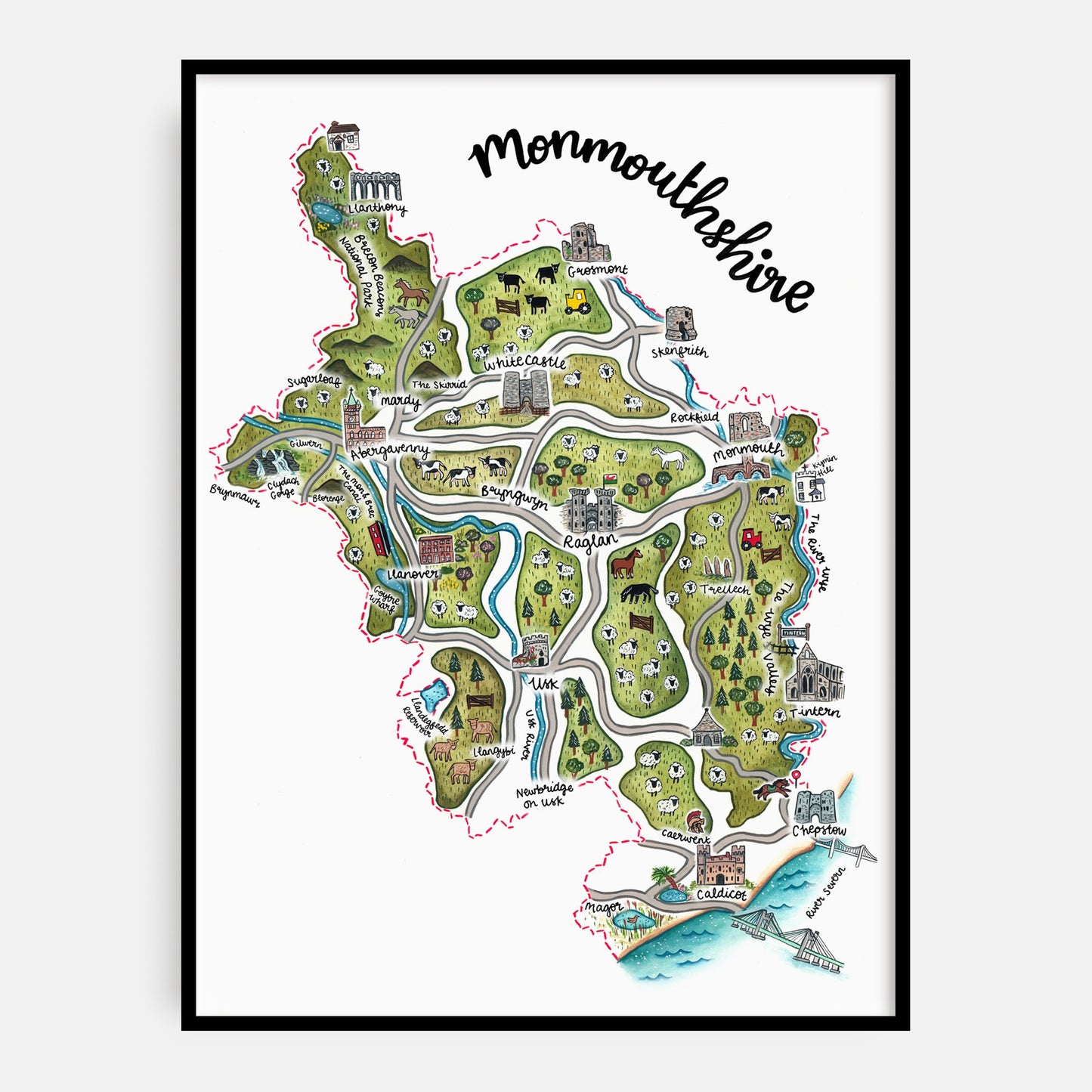 Monmouthshire English Welsh Art Print