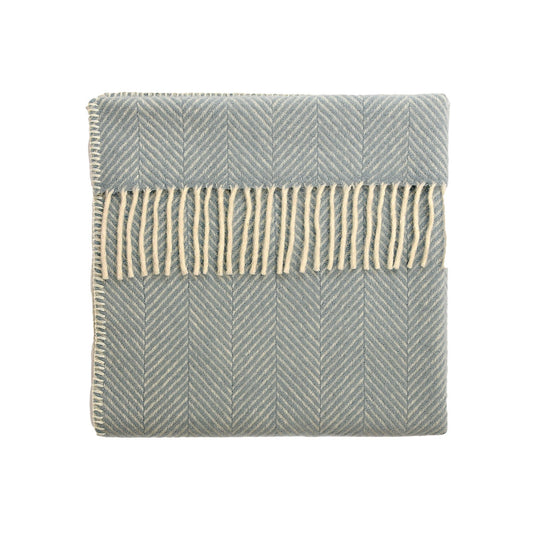 Duck Egg Fishbone Welsh Pram Blanket by Tweedmill