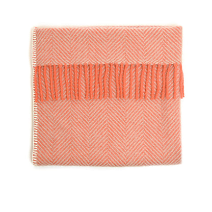 Flamingo and Pearl Herringbone Welsh Pram Blanket by Tweedmill