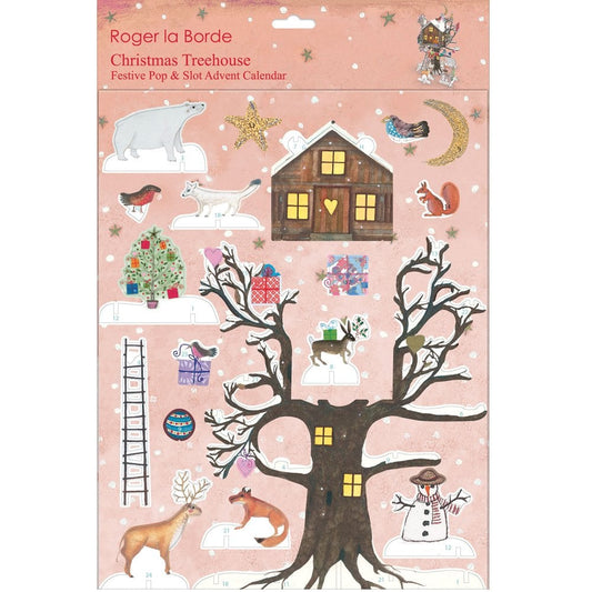 Christmas Treehouse 3D Advent Calendar (Pink Background)