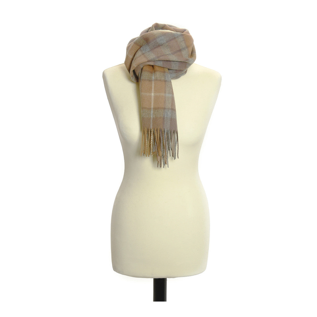 Natural Buchanan Check Scarf by Tweedmill