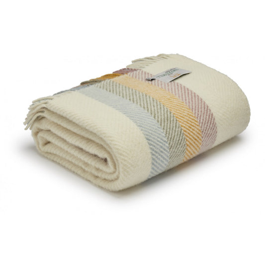 Stripe Primrose Welsh Blanket by Tweedmill