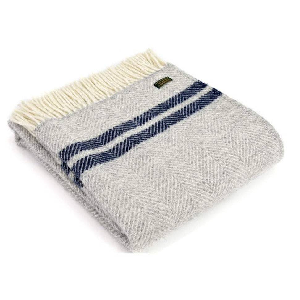 Grey/Navy 2 Stripe Throw by Tweedmill